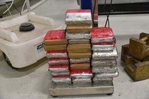 Packages containing 120 pounds of methamphetamine seized by CBP officers at Colombia-Solidarity Bridge..