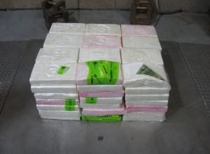 Packages containing 326 pounds of cocaine seized by CBP officers at Pharr International Bridge.