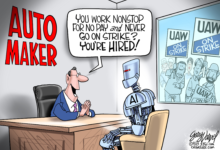 United Auto Workers labor union robots