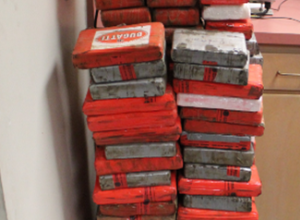 Packages containing 266 pounds of cocaine seized by CBP officers at Colombia-Solidarity Bridge.